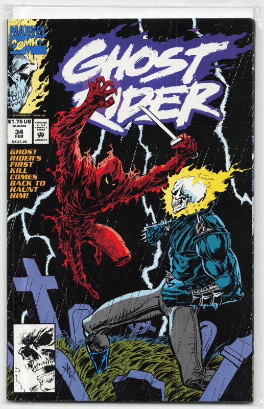 Ghost Rider #34 (Marvel Comics, 1993), raw, ungraded comic book — front cover