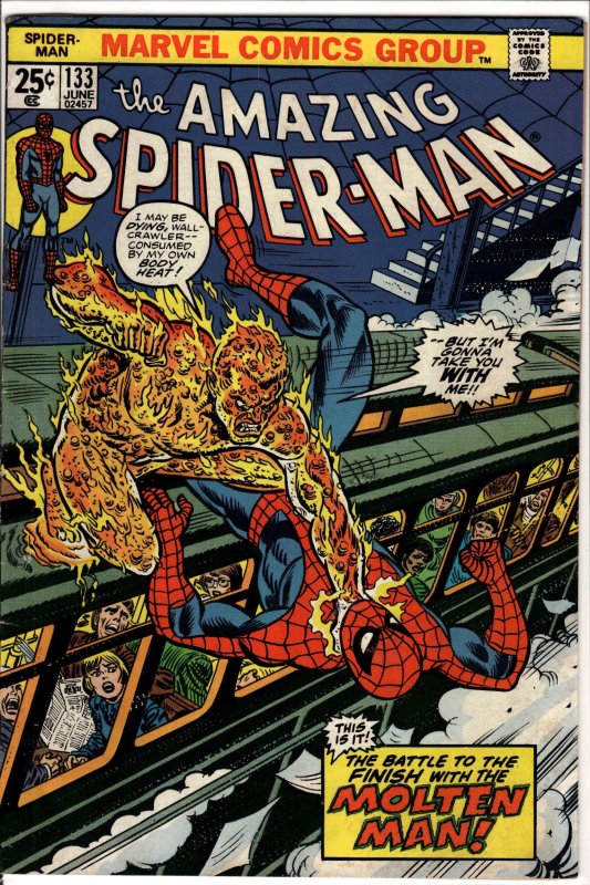 The Amazing Spider-Man #133 (Marvel Comics, 1974), raw, ungraded comic book — front cover