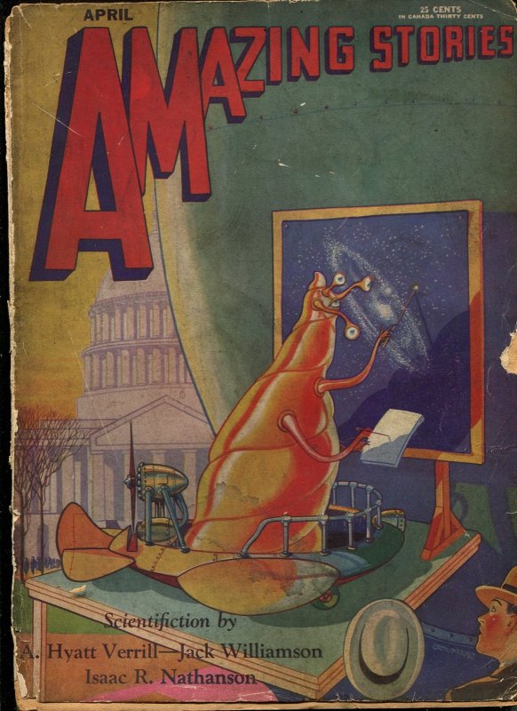 MAG: Amazing Stories 4/1930-Leo Morey Campbell-A Hyatt Verrill-Williamson-G, raw, ungraded comic book — front cover