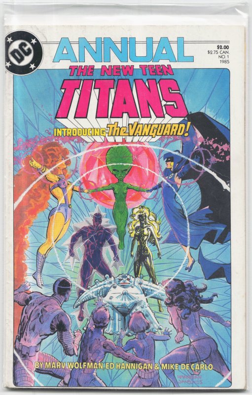 The New Teen Titans Annual #1 (DC Comics, 1985), raw, ungraded comic book — front cover