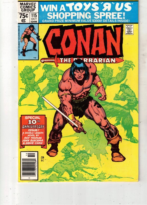 Conan the Barbarian #115 (Marvel Comics, 1980), raw comic book in VF+ condition — front cover