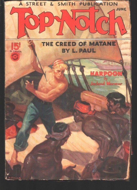 Top-Notch 6/1934-cover art Tom Lovell-Pulp Thrills-W. Ryerson Johnson-Jackla..., raw, ungraded comic book — front cover