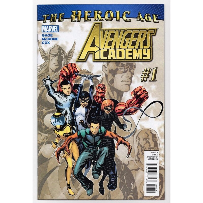 Avengers Academy #1 (Marvel Comics, 2010), raw comic book in NM 9.4 condition — front cover