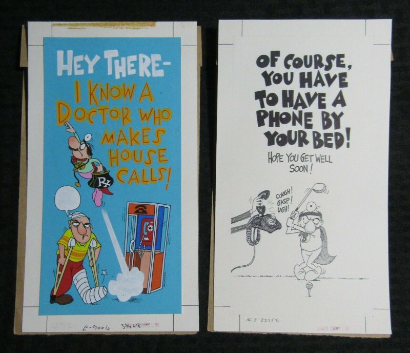 GET Well Soon Cartoon Doctor House Call 2pcs 5.25x9.5" Greeting Card Art #4006, raw comic book in 9.5 condition — front cover