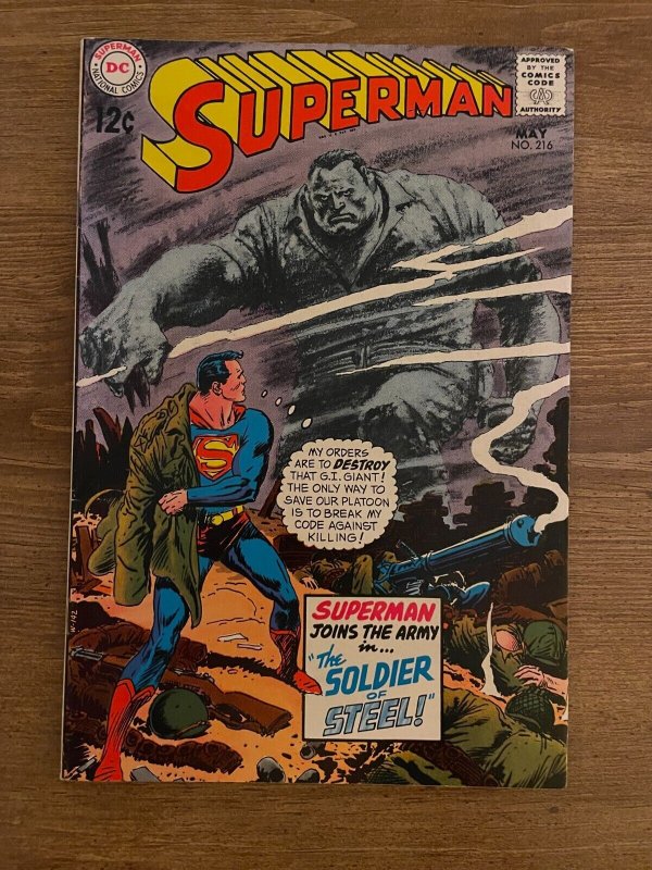 Superman #216 (DC Comics, 1969), raw comic book in NM condition — front cover