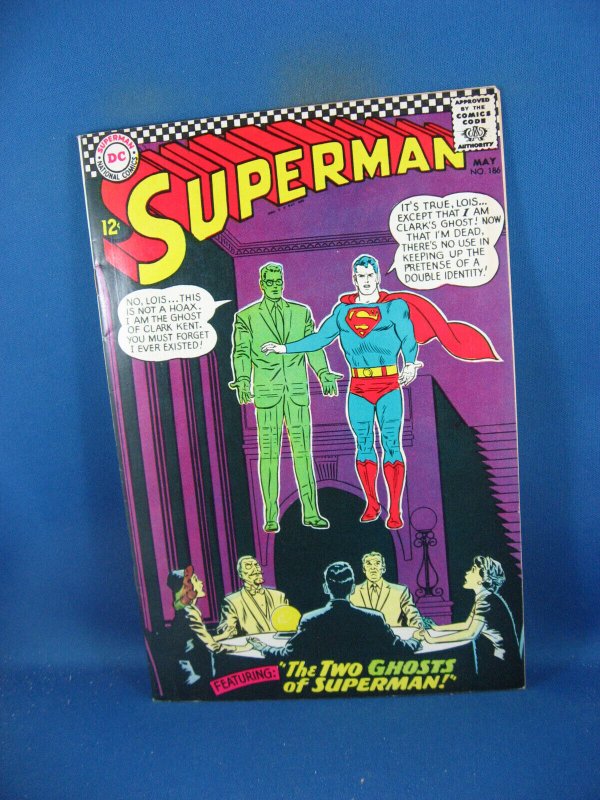 Superman #186 (DC Comics, 1966), raw comic book in VF+ condition — front cover