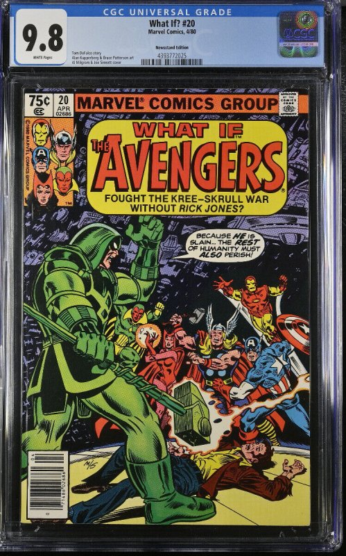 What If #20 (Marvel Comics, 1980), CGC 9.8 graded comic book, Universal Blue label — front cover in its holder