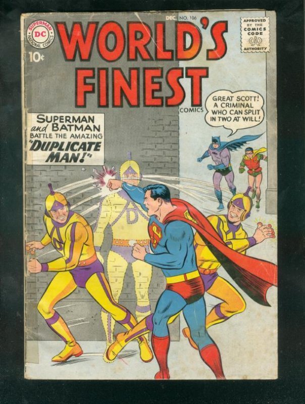 World's Finest #106 (DC Comics, 1959), raw, ungraded comic book — front cover