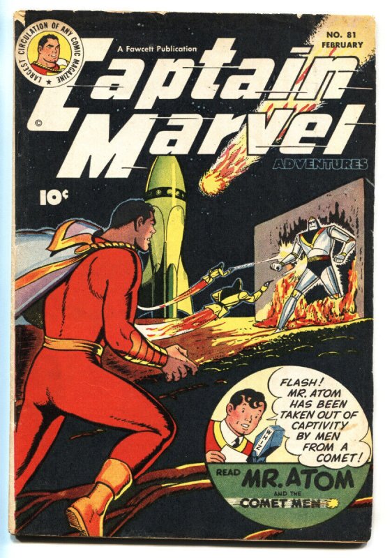 Captain Marvel Adventures #81 (Fawcett Publications, 1948), raw, ungraded comic book — front cover
