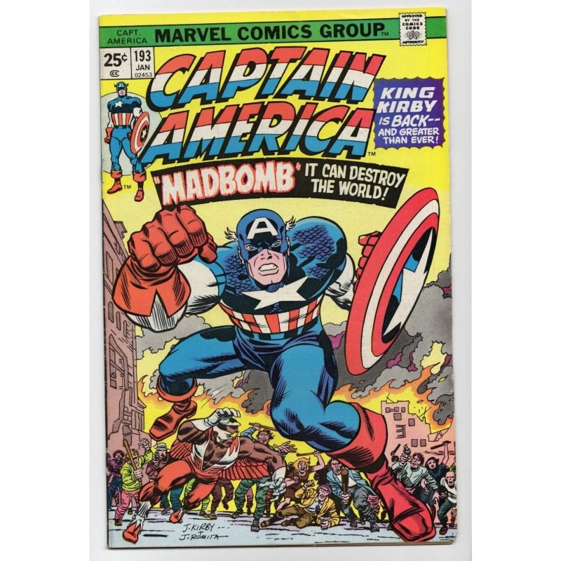 Captain America #193 (Marvel Comics, 1976), raw comic book in FN 6.0 condition — front cover