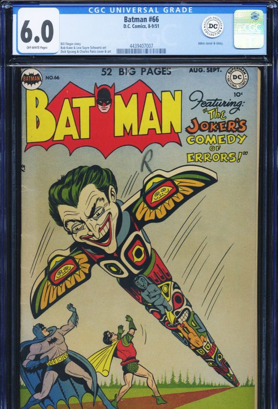 Batman #66 (DC Comics), CGC 6.0 graded comic book, Universal Blue label — front cover in its holder