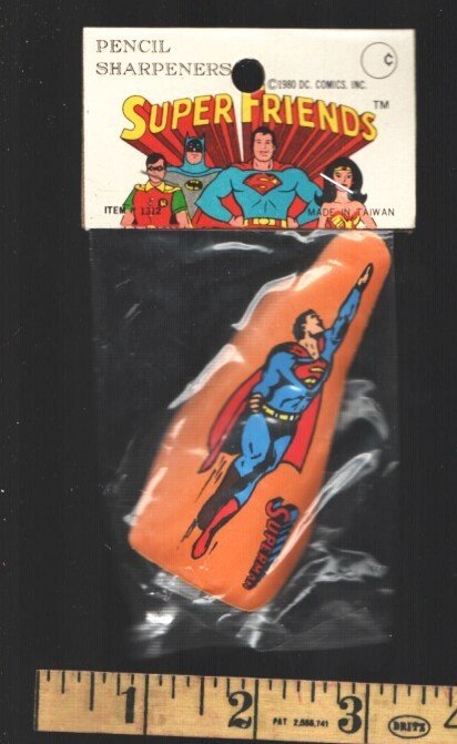 Super Friends Superman Pencil Sharpener-Never Opened-1980-Horizontal Superman, raw, ungraded comic book — front cover