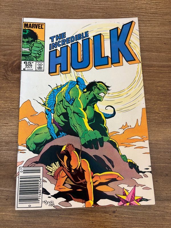 The Incredible Hulk #309 (Marvel Comics), raw comic book in VF condition — front cover