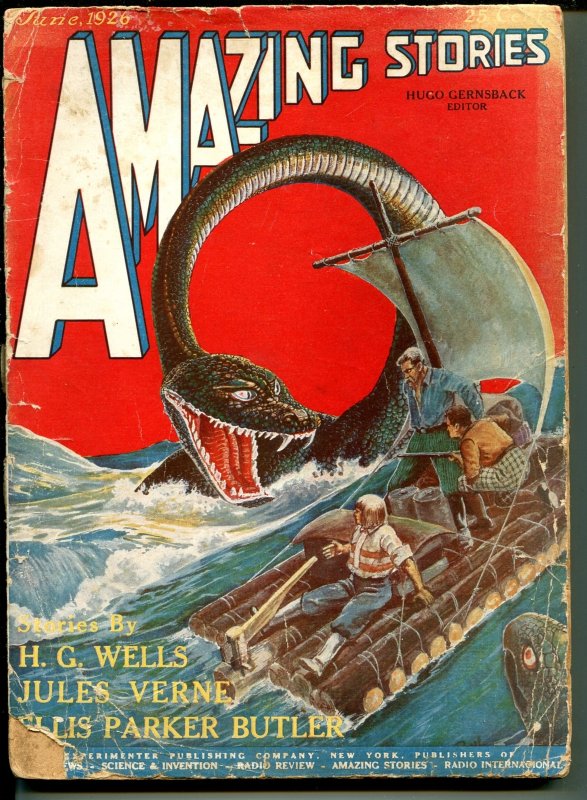 Pulp: Amazing Stories 6/1926-Gernsback-3rd Issue-historic Sci-fi Pulp-Wells-..., raw, ungraded comic book — front cover