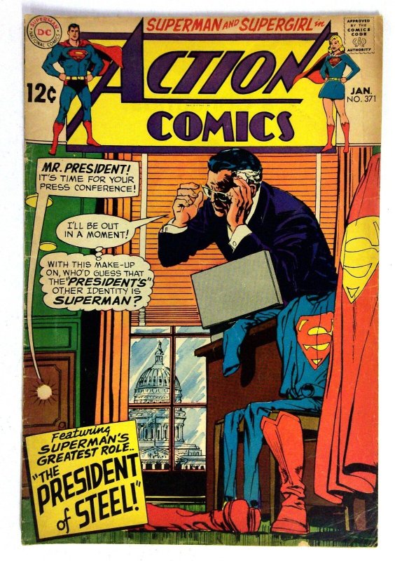Action Comics #371 (DC Comics, 1969), raw comic book in VG- condition — front cover