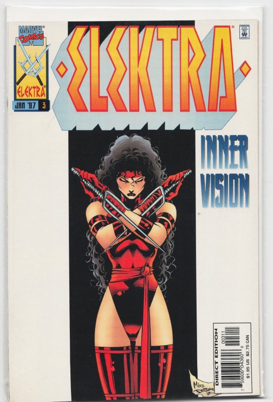 Elektra #3 (Marvel Comics, 1997), raw, ungraded comic book — front cover