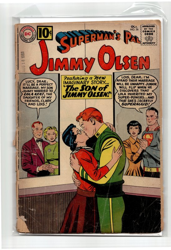 Superman's Pal, Jimmy Olsen #56 (DC Comics, 1961), raw, ungraded comic book — front cover