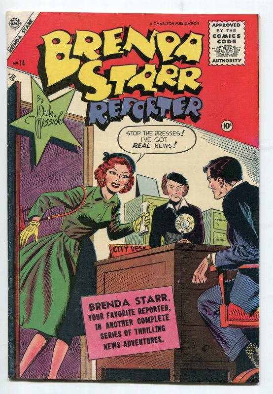 Brenda Starr Reporter #14-1955-Charlton-Dale Messick ART-NEWSPAPER-vf (Charlton Comics, 1955), raw, ungraded comic book — front cover