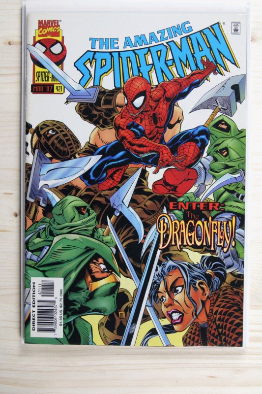 The Amazing Spider-Man #421 (Marvel Comics, 1997), raw comic book in VF 8.0 condition — front cover