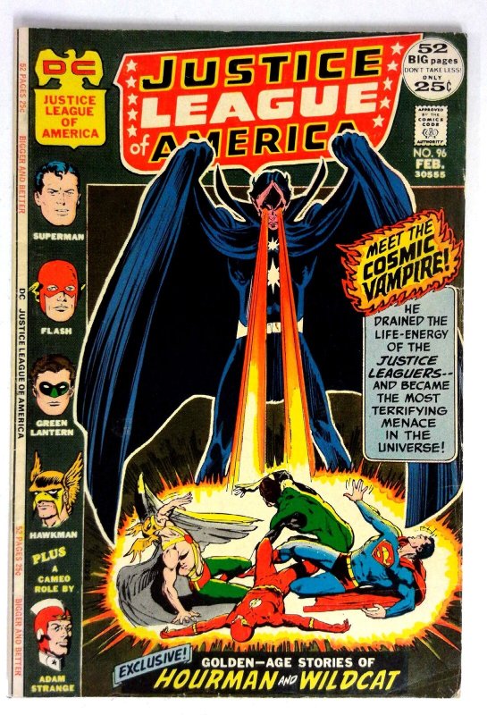 Justice League of America #96 (DC Comics, 1972), raw comic book in FN condition — front cover