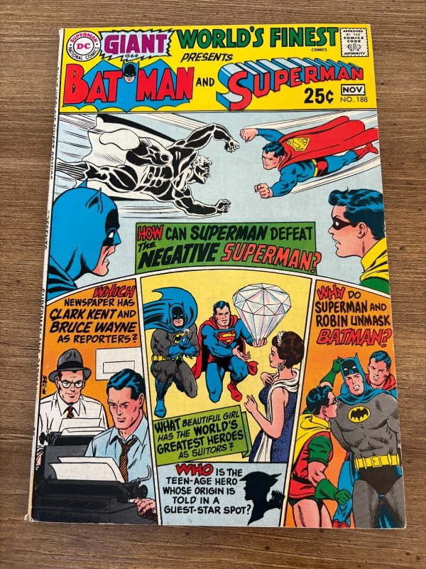 World's Finest Comics #188 (DC Comics), raw comic book in VF condition — front cover