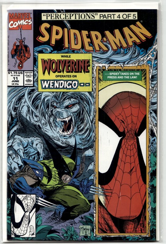 Spider-Man #11 (Marvel Comics, 1991), raw, ungraded comic book — front cover