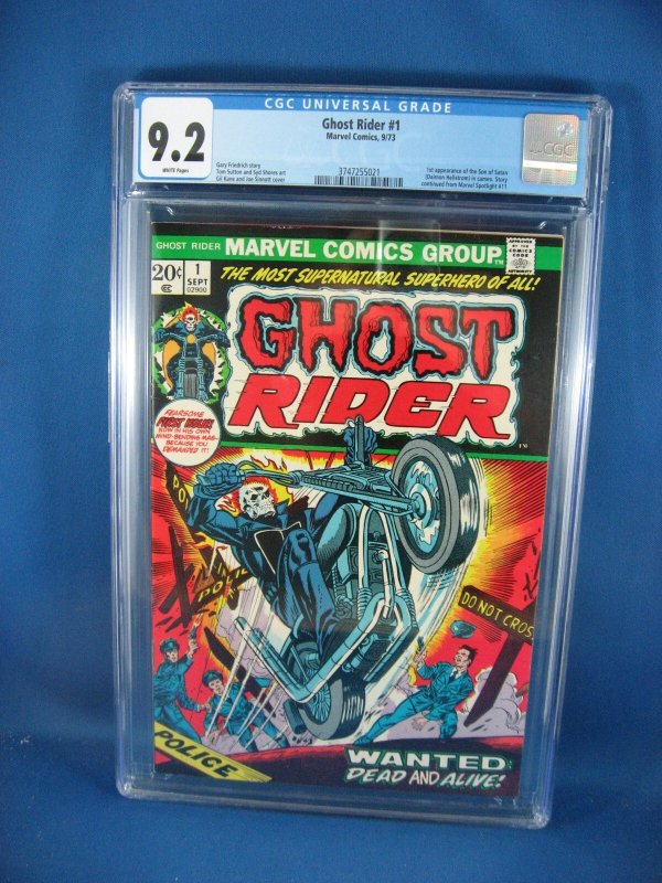 Ghost Rider #1 (Marvel Comics, 1973), CGC 9.2 graded comic book, Universal Blue label — front cover in its holder