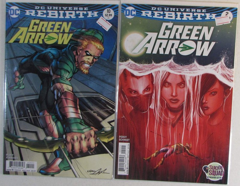Green Arrow Lot of 2 #2, 10 b DC Comics 2016 NM 5th Series 1st Print Comic Books (DC Comics, 2016), raw comic book in NM condition — front cover