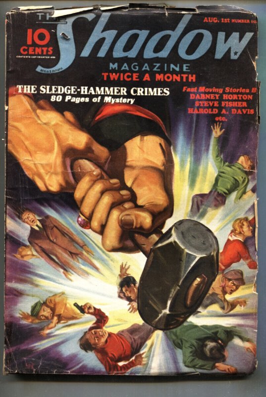 The Shadow Pulp Aug #1 (Street & Smith, 1936), raw comic book in VG- condition — front cover
