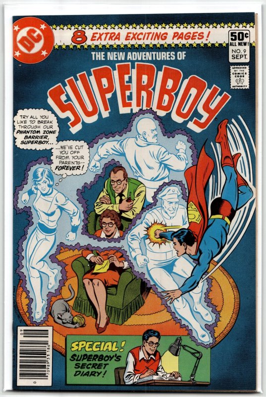 The New Adventures of Superboy #9 (DC Comics, 1980), raw, ungraded comic book — front cover