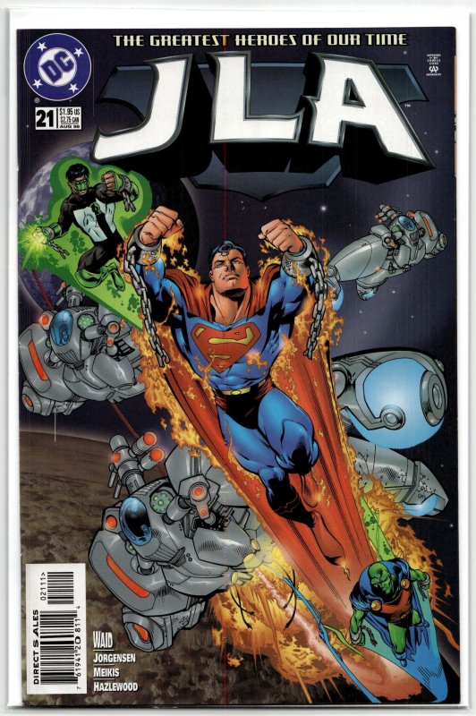 JLA #21 (DC Comics, 1998), raw, ungraded comic book — front cover