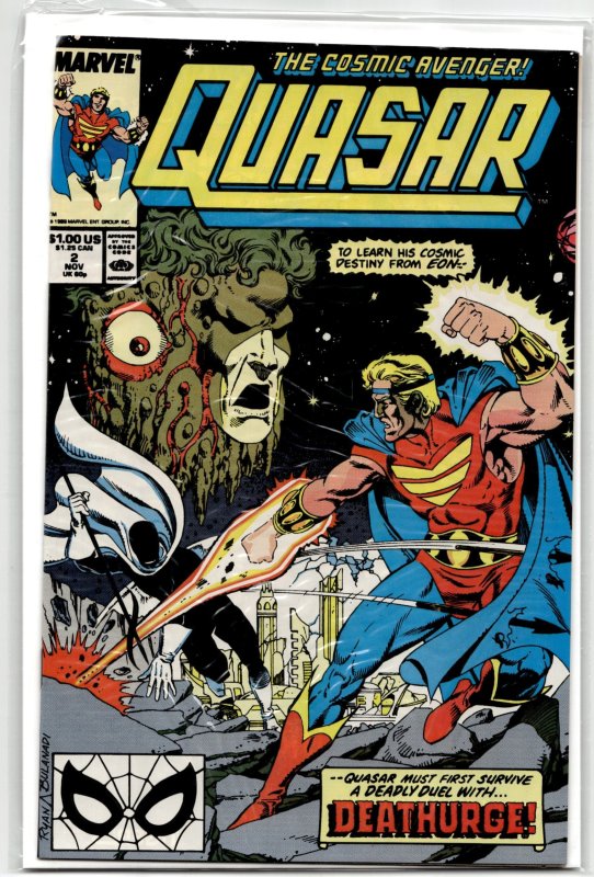 Quasar #2 (Marvel Comics, 1989), raw, ungraded comic book — front cover