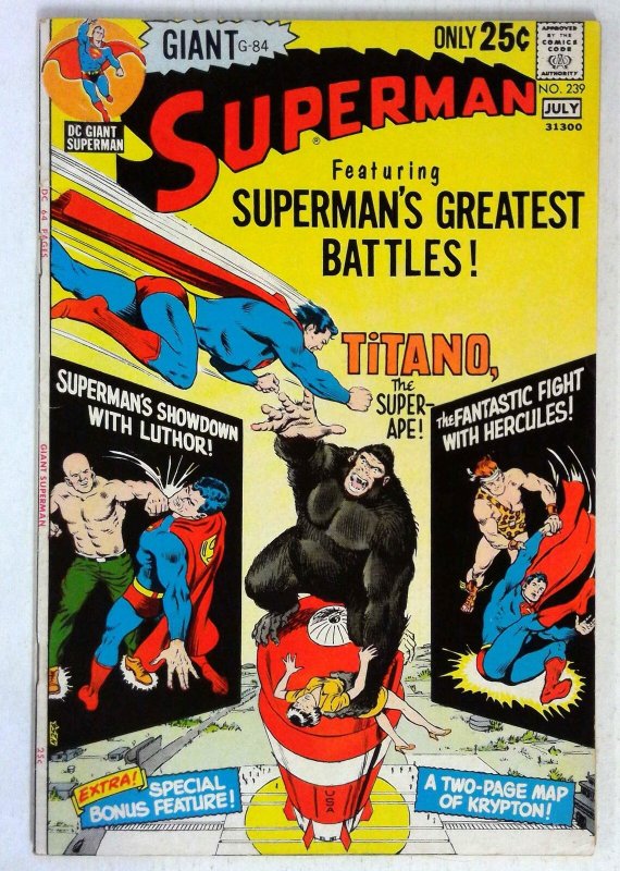 Superman #239 (DC Comics, 1971), raw comic book in VG condition — front cover