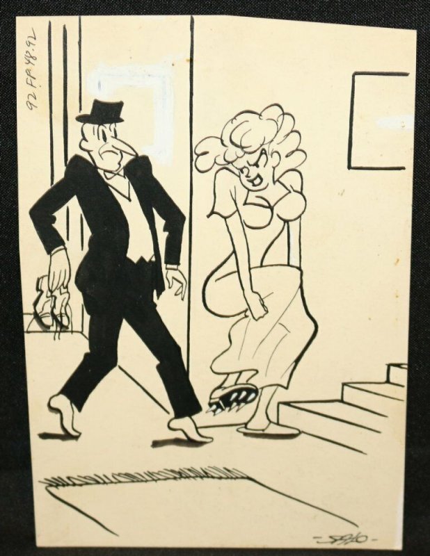 Woman with Cleats Gag - Signed art by Salo Roth, raw, ungraded comic book — front cover