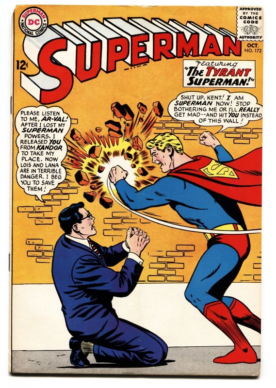 Superman #172 (DC Comics, 1964), raw comic book in FN condition — front cover