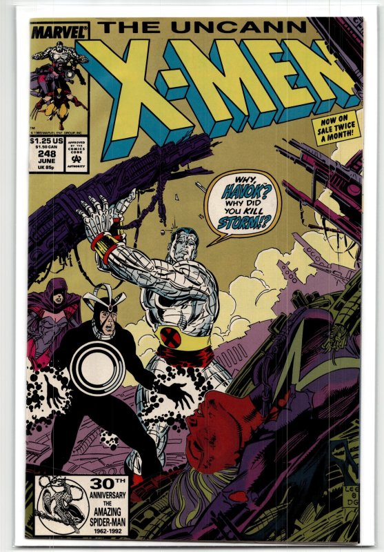 The Uncanny X-Men #248 (Marvel Comics, 1989), raw, ungraded comic book — front cover