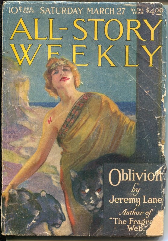 Pulp: All-Story Weekly 3/27/1920-rare Pulp-Tarzan-ERB-Modest Stein Cover-G-, raw, ungraded comic book — front cover