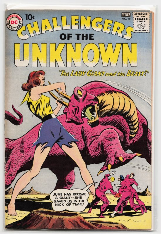 Challengers of the Unknown #15 (DC Comics, 1960), raw, ungraded comic book — front cover