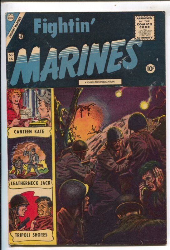 Fightin' Marines #16 (Charlton Comics, 1955), raw comic book in VF- condition — front cover
