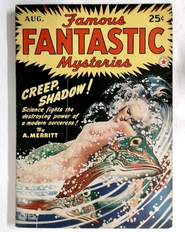 Famous Fantastic Mysteries Aug 1942- Dragon Horror Attack Cover Art- Weird Pu (1942), raw, ungraded comic book — front cover