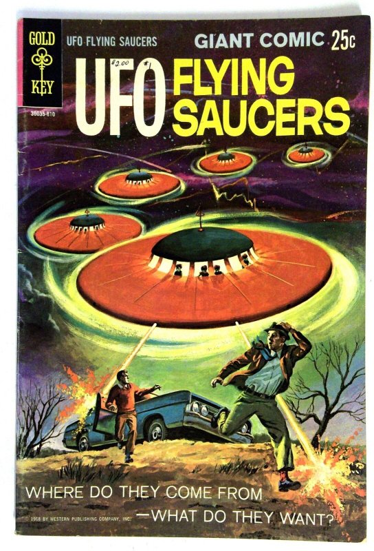 UFO Flying Saucers #1 (Gold Key Comics, 1968), raw comic book in FN- condition — front cover