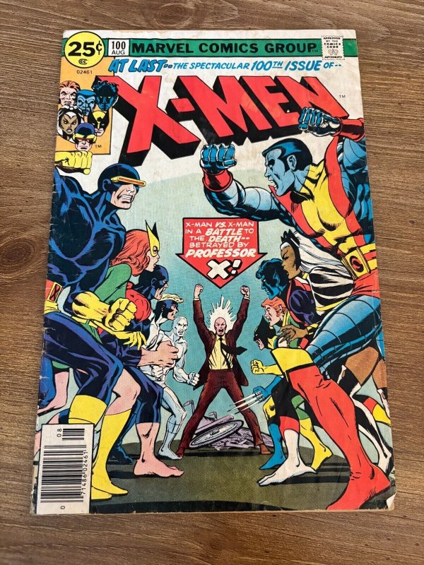 Uncanny X-Men #100 (Marvel Comics), raw comic book in VG condition — front cover