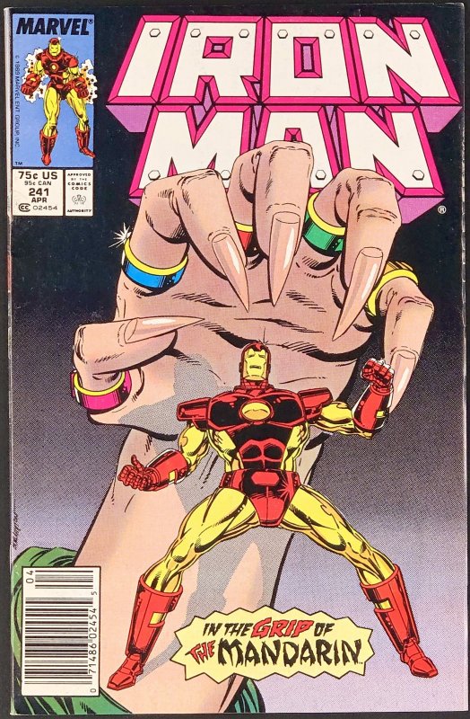 Iron Man #241 (Marvel Comics, 1989), raw comic book in FN+ condition — front cover