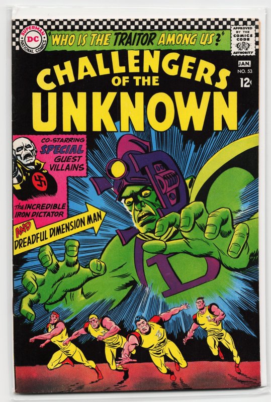 Challengers of the Unknown #53 (DC Comics, 1967), raw, ungraded comic book — front cover