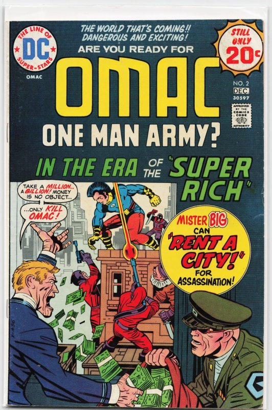 Omac #2 (1974), raw, ungraded comic book — front cover