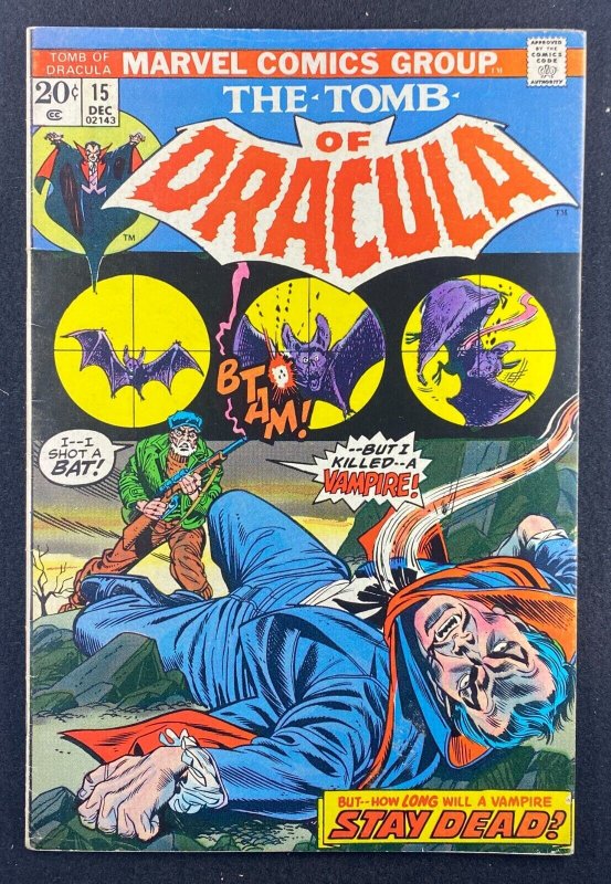 Tomb of Dracula #15 (Marvel Comics, 1972), raw comic book in VG/FN 5.0 condition — front cover