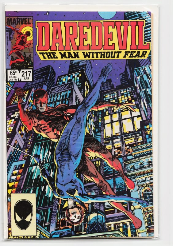 Daredevil #217 (Marvel Comics, 1985), raw, ungraded comic book — front cover