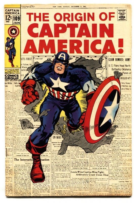 Captain America #109 (Marvel Comics, 1969), raw comic book in FN+ condition — front cover