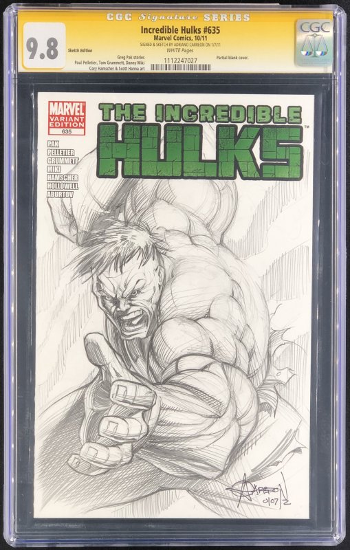 Incredible Hulks #635, CGC 9.8 graded comic book, Signature Series label — front cover in its holder