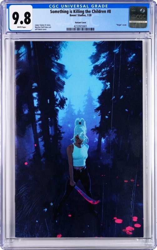 Something Is Killing the Children #8 (Boom! Studios, 2020), CGC 9.8 graded comic book, Universal Blue label — front cover in its holder